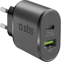 SBS PD travel charger 25W USB-C/USB-A, black