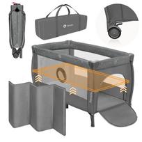 Kelioninė lovytė-maniežas iki 15 kg su 2 čiužinio lygiais Lionelo Stefi Plus Grey Multicolor