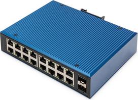 DIGITUS Switch Ind. 16-Port Gigabit+2 SFP Port Unmanag.blau | DN-651138 | 4016032486084