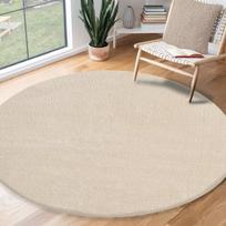 Kilimas, itin minkštas, skalbiamas skalbimo mašinoje, apvalus, smėlio spalvos, 120 cm skersmens