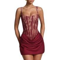 Ladies' Casual Slim Fit Fishbone Desire Suspender, Hip Hugging Dress, Short Skirt L juoda