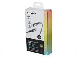 PREMIUM Įkrovimo ir sinchronizavimo laidas, Mikropluošto pynė 200 cm, USB-C > Lightning, maks. 30W