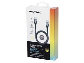 PREMIUM Įkrovimo ir sinchronizavimo laidas, Mikropluošto pynė 200 cm, USB-C > USB-C PD, maks. 65W
