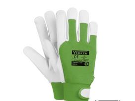 Pašiltintos odinės darbo pirštinės su lipduku (11 dydis) Thermo Leaf Velcro
