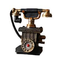 Antique Rotary Dials Telephone Replicas Resins Phone Model Statue Ornament For Bookshelves Table Vintage Interior Accent 1