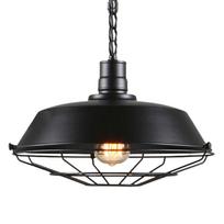 Stilius Vintažinis pakabinamas lengvos pramonės retro geležies kabantys lubų lempos E27 liustra restorano barui Diameter: 26cm juoda
