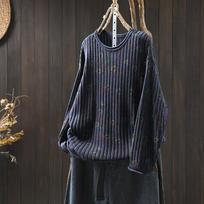 Women's Retro Print Cotton Sweater - Loose Plus Size, Anti-Pilling, Casual Knitwear for Autumn/Winter One Size