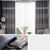 Užuolaidos žakardo spalvos, visiškai užtemdytos Svetainė Balkonas Miegamasis Įlanka Langai Užuolaidos Paprastos Prabangios Užuolaidų strypas 150*270cm*2pcs mėlyna