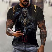 Senoviniai marškinėliai vyrams Siaubo Undead Skull Pattern 3D Spausdinti trumpomis rankovėmis Fashion Oversized marškinėliai Kasdieniai Wowen marškinėliai XS