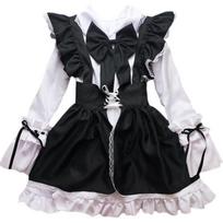 Lolitos sijonas Tarnaitės kostiumas Miela Lolita Juoda ir balta Japoniškas Ilgomis rankovėmis Lolitos sijonas Lolitos palaidinė Juoda Lolitos suknelė Tarnaitės suknelė S