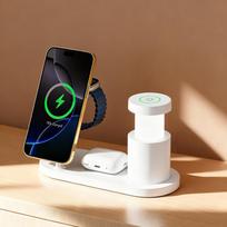 „Qi2.2 25W“ belaidis magnetinis įkroviklis, daugiafunkcis greito įkrovimo stotelė su naktiniu apšvietimu, skirtas „iPhone 17 16 15“, laikrodžiams, „Airpods“ ir kt. juoda