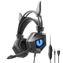 VAORLO USB laidinės ausinės, skirtos žaidimams 9D HiFi erdvinis garsas su 3,5 mm AUX ausinėmis Super Bass ausinės su mikrofonu Cool RGB kvėpuojanti šviesa