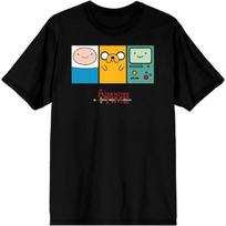 Adventure Time Finn Jake BMO Logo Black T-Shirt S juoda