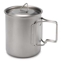 Itin lengvas Titanium Cup lauko nešiojamas puodelis Camping Picnic vandens puodelis su sulankstoma rankena 450ml gray
