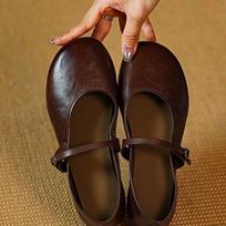 Light luxury round head with versatile flat bottom shallow mouth Mary Jane single shoes women's new autumn single shoes 35 juoda