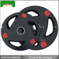 Bingyue Rubber-Coated 3-Hole Cast Iron Barbell Weight Plate