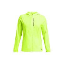 Under Armour UA OutRun The Storm Striukė su gobtuvu, spausdintais raidžių užtrauktuku, moteriška striukė Citrinos geltonumo 1377043-731 XS