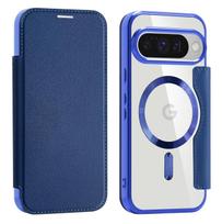 For Google Pixel 8 9 10 series.Gold Shield Magnetic Business Leather Case-MagSafe-Compatible,with RFID-Blocking Card Slots&Lens Protection Google Pixel 9 Pro XL mėlyna