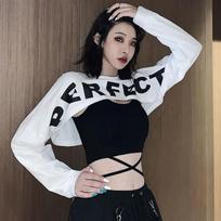 WTEMPO 2 Pieces Sets Women Summer Letter Printing Slim Bandage Lady All-match Cropped Tops Spaghetti Strap Camis S balta