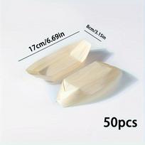50 vnt suši valties padėklas medinis kartonas, bambuko talpykla Bambuko dubuo vienkartinė užkandžių lėkštė vienkartinė taco lėkštė 50pcs 14cm/5.5in
