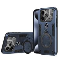 Case for Tecno Pova 6 Pro Car Mount Magnetic Ring Holder Silicone Hard Armor Shockproof Phone Cover TecnoPova6Pro LI9 Shell Tecno Pova 6 pilka