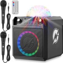 Karaoke Bluetooth 300W kolonėlė su 2 mikrofonais ir disko efektais „Party Block 602XL”, tamsiai pilka
