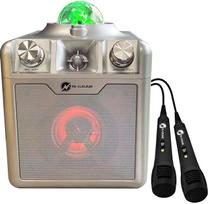 Karaoke Bluetooth kolonėlė su 2 mikrofonais ir LED šviesos-žvaigždžių efektais, sidabro spalvos, 710