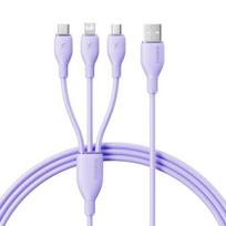 "Baseus Ultra-Fast One-for-Three" greitojo įkrovimo kabelis USB-A į M+L+C 3,5A 1,3 m Nebula Purple