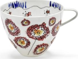 Serax Kapučino puodeliai Midnight Flowers Anemone Milk, 200 ml, balti su gėlių raštu, 2 vnt.