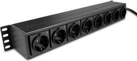 LINDY - Steckdosenleiste (Rack - einbaufähig) - Schuko-Steckdosen, horizontal, mit Schalter - Wechselstrom 250 V - 3500 Watt - Eingabe, Eingang CEE 7/4 - Ausgangsanschlüsse: 8 (power CEE 7/3) - 1,5U - 48,3 cm (19) - 2,0m Schnur - Schwarz (73025)