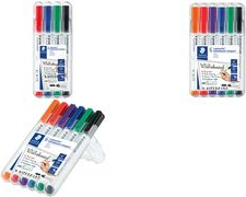STAEDTLER Lumocolor Whiteboard Marker, 4er Etui Rundspitze, kann mehrere Tagen ohne Schutzhülle bleiben, - 1 Stück (341 WP6)