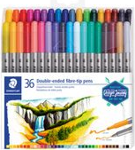 STAEDTLER Doppel-Fasermaler Design Journey, 36er Etui 2 Spitzen, Strichstärke: 3.0 mm / 0,5 - 0,8 mm, - 1 Stück (3200 TB36)