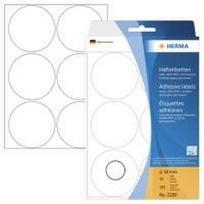 HERMA - Matte, permanente selbstklebende Papieretiketten - weiß - 50 mm rund 192 Etikett(en) (32 Bogen x 6) (2280)