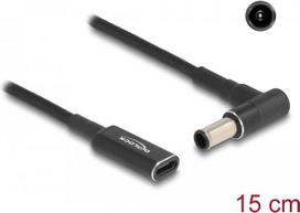 Delock - Netzteil - 24 pin USB-C (W) zu Gleichstromstecker 6,0 x 4,3 mm (M) gewinkelt - 19.5 V - 3 A - 15 cm - Schwarz (60043)
