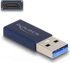 Delock - USB-Adapter - USB Typ A (M) zu 24 pin USB-C (W) - USB 3.2 Gen 2 - 5 V - 900 mA - bis zu 10Gbps Datentransferrate - Blau (60049)