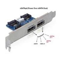 DeLOCK Slot bracket 2x eSATAp 5V/12V with Low Profile Bracket - Power Over eSATA-Konsole - interne Stromversorgung, 4-polig, Serial ATA, 7-polig - 11-polig USB/eSATA (61725)