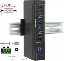 DeLock External Industry Hub 7 x USB 3.0 Type-A with 15 kV ESD protection - Hub - 7 x SuperSpeed USB 3.0 - wandmontierbar - Gleichstrom