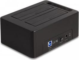 Delock - HDD / SSD Dockingstation Schächte: 2 - 2.5 / 3.5 gemeinsam genutzt (6,4 cm, 8,9 cm) - SATA 6Gb/s - USB3.0 - Schwarz (64187)