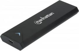 Manhattan M.2 NVMe SSD Enclosure, USB-C Female Connection, 10Gbps (USB 3.2 Gen2 aka USB 3.1), UASP-compliant, SuperSpeed+ USB, Aluminum, Black, Three Year Warranty, Box - Speichergehäuse - M.2 - M.2 Card / SATA 6Gb/s - USB 3.2 (Gen 2) - Schwarz (130530)