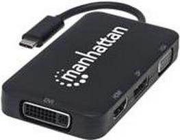 Manhattan - Externer Videoadapter - USB-C - DVI, HDMI, DisplayPort, VGA - Schwarz (152600)