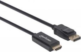 Manhattan DisplayPort to HDMI Cable, 1080p, 1m, Male to Male, 1080p@60Hz (1920x1080p), Black - Video- / Audiokabel - DisplayPort / HDMI - DisplayPort (M) eingerastet bis HDMI (M) - 1 m - Schwarz - geformt, 1080p-Unterstützung