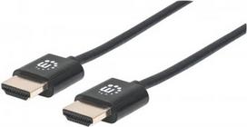Manhattan Ultra-thin High Speed - HDMI mit Ethernetkabel - HDMI (M) bis HDMI (M) - 1,0m - Doppelisolierung - Schwarz - geformt, 4K Unterstützung (394352)