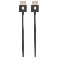 Manhattan Ultra-thin High Speed - HDMI mit Ethernetkabel - HDMI (M) bis HDMI (M) - 3,0m - Doppelisolierung - Schwarz - geformt, 4K Unterstützung (394376)