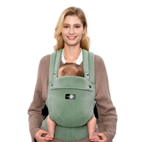 Momcozy ergonominė kūdikių nešioklė PureHug iš natūralaus lino, sage green
