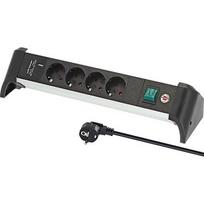 Brennenstuhl Alu-Office-Line 4-way power strip, 2x USB, for the desk, black/aluminum, 1.8 meter cable, USB-A, USB-C PD, with safety switch 1391040420
