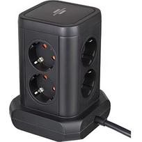 Brennenstuhl Steckdosenturm 8-fach mit Steckdosen 45°-Anordnung 2x USB A & 1x USB C Power Delivery, mit 2m Kabel, zweipoliger Schalter 1153560010