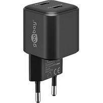 Goobay USB-C Dual Fast Charger Nano, PD, GaN, 35 Watt Black, 2x USB-C, Power Delivery 3.0 75333