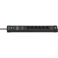 Brennenstuhl Premium-Line 6-way power strip, black, 3 meters, 60,000A surge protection, 2x USB-A 1951160606
