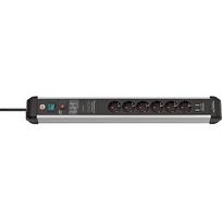 Brennenstuhl Premium-Protect-Line 6-way power strip, black/aluminum, 3 meters, 60,000A surge protection, 2x USB-A 1391010610