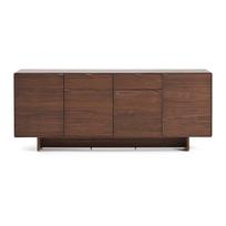 Tamsiai rudos spalvos šoninė spintelė iš riešutmedžio 194,5x78x45 cm Norlen – Kave Home